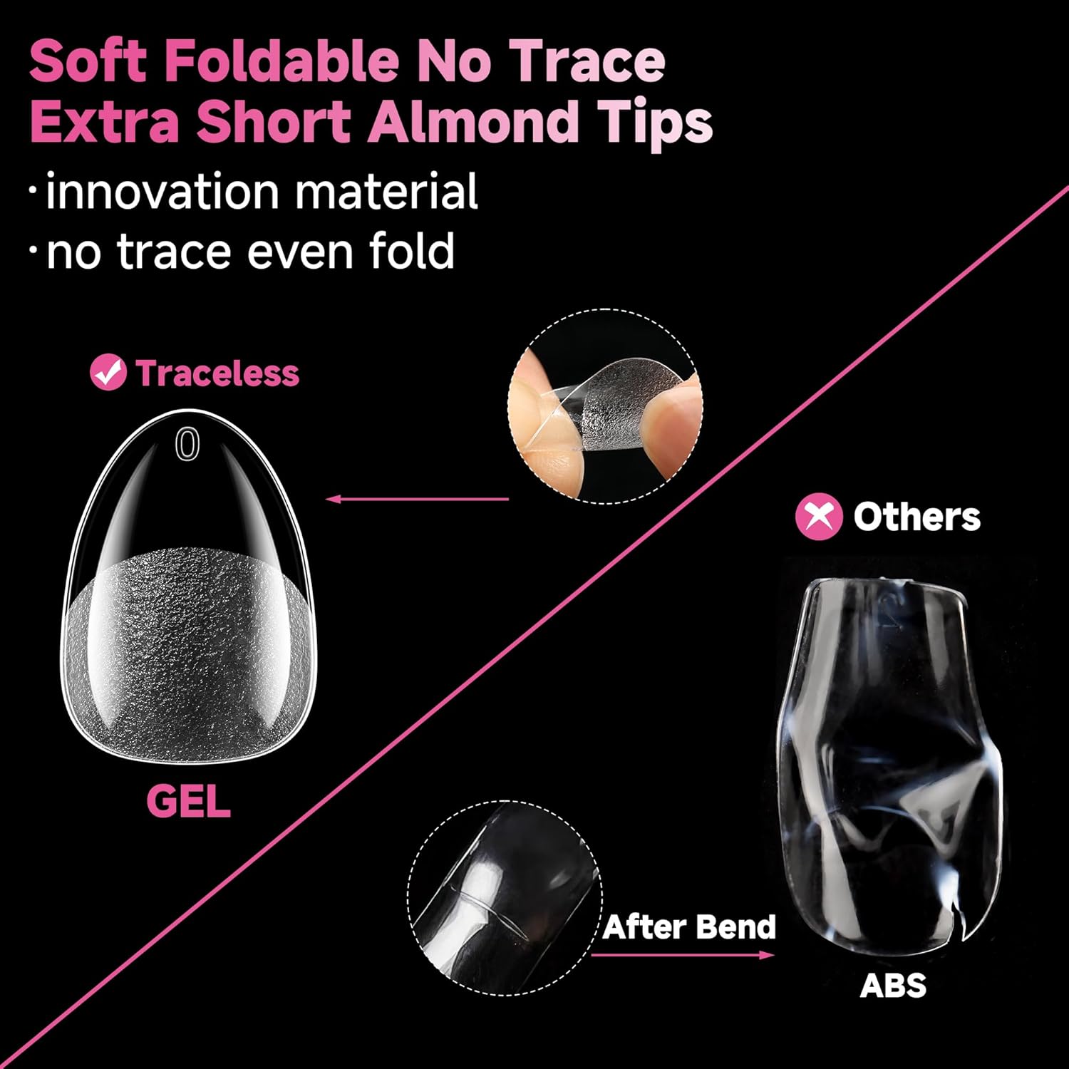 UNA GELLA Extra Short Almond Nail Tips, 312pcs XS Gel Nail Tips Almond Pre-Shaped Half Matte Full Cover No Need File Clear Fake Nails for Nails Extension Home DIY Salon 12 Sizes-BrightBean Baby