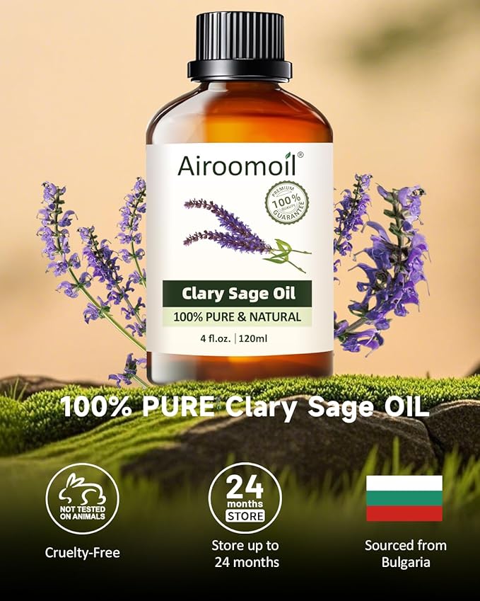 Pure Clary Sage Essential Oil, 100% Pure Natural Clary Sage Essential Oil, Premium Grade Essential Oils for Diffusers for Home, Skin, Care Massage, Soap Making, Aromatherapy, 4 Fl Oz | 120ml-BrightBean Baby