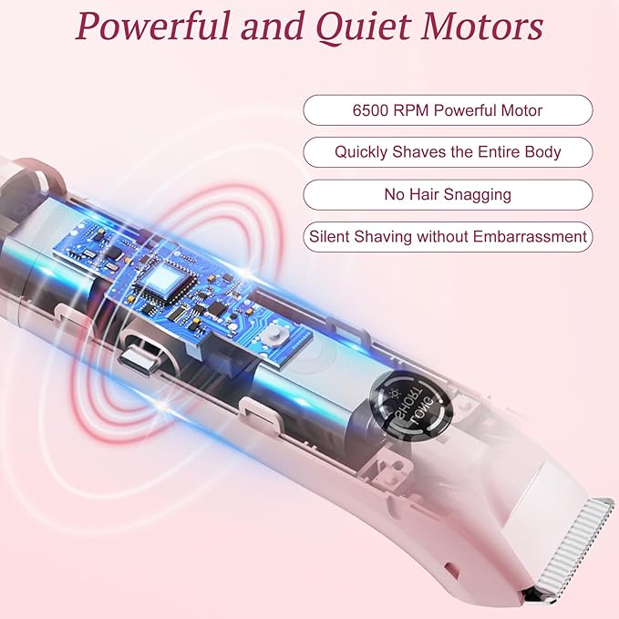 Bikini Trimmer for Women, 4 in 1 Wet/Dry Electric Razors for Women - Dual Head, Painless Rechargeable Portable Womens Razors for Shaving Set for Face, Nose, Eyebrows, Armpits, Bikini Area (Pink)-BrightBean Baby