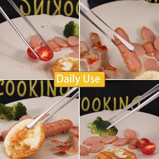 JETKONG 2 Pieces Extra-Long Tweezer Tongs 16-Inch Stainless Steel Tweezers Chef Tweezers (Point-Tips)