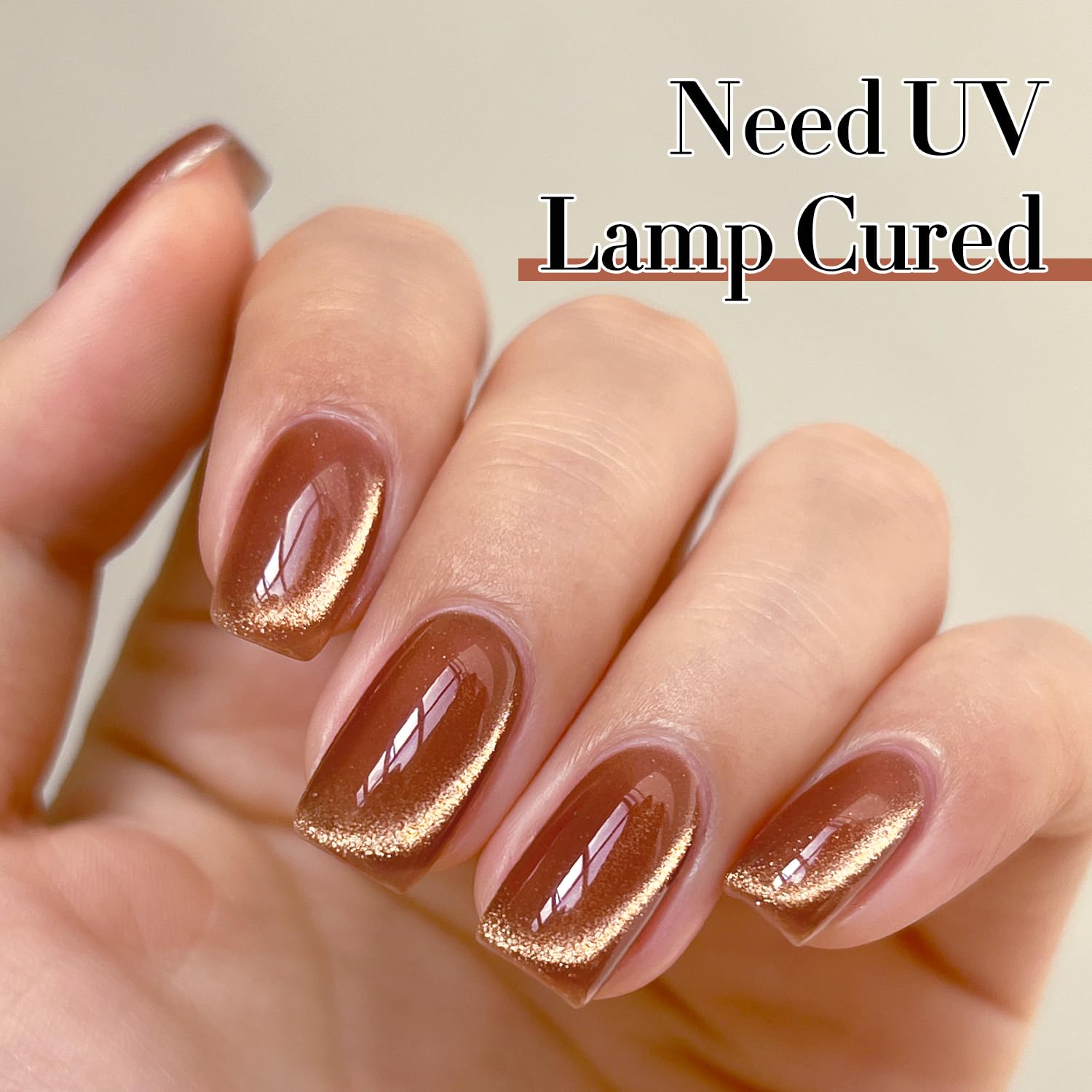 Double Rhythm 15ML Ice Glass Cat Eye Gel Polish with Magnet Holographic Glitter Shimmer Translucent Sheer Color Salon Soak Off Magnetic Nail at Home (Tea Gold-MC1123)-BrightBean Baby