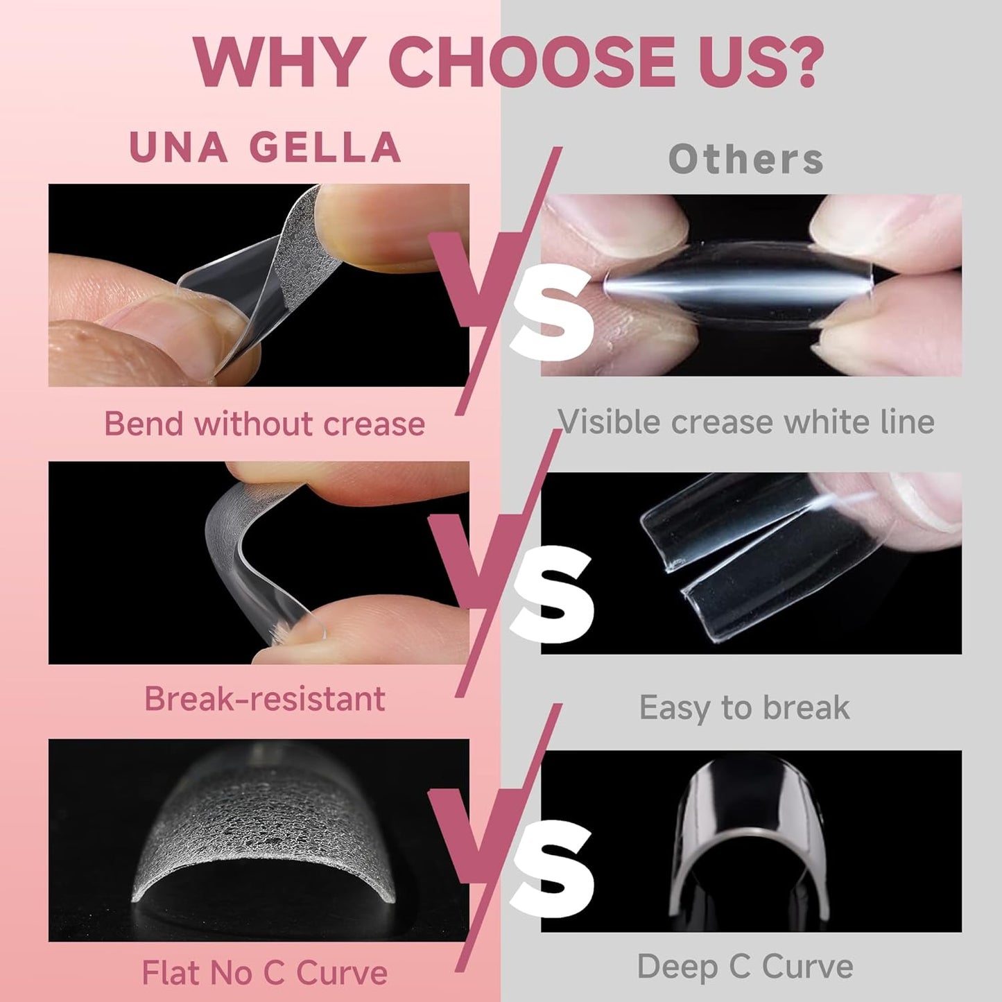 UNA GELLA Medium Square Gel Nail Tips Half Matte 312pcs Medium Square Gel Nails Full Cover False Acrylic Nails Tips for Press On Nails DIY Art Salon Nail Extensions, 12 Sizes-BrightBean Baby