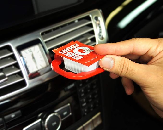 Saucemoto Dip Clip | An in-car sauce holder for ketchup and dipping sauces. As seen on Shark Tank (2 Pack, Gray)