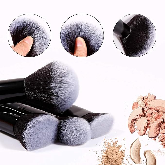 DUcare Makeup Brushes 15Pcs Premium Synthetic Kabuki Makeup Brush Set, Professional Foundation Concealers Powder Blush Blending Face Eye Shadows Black Brush Sets-BrightBean Baby