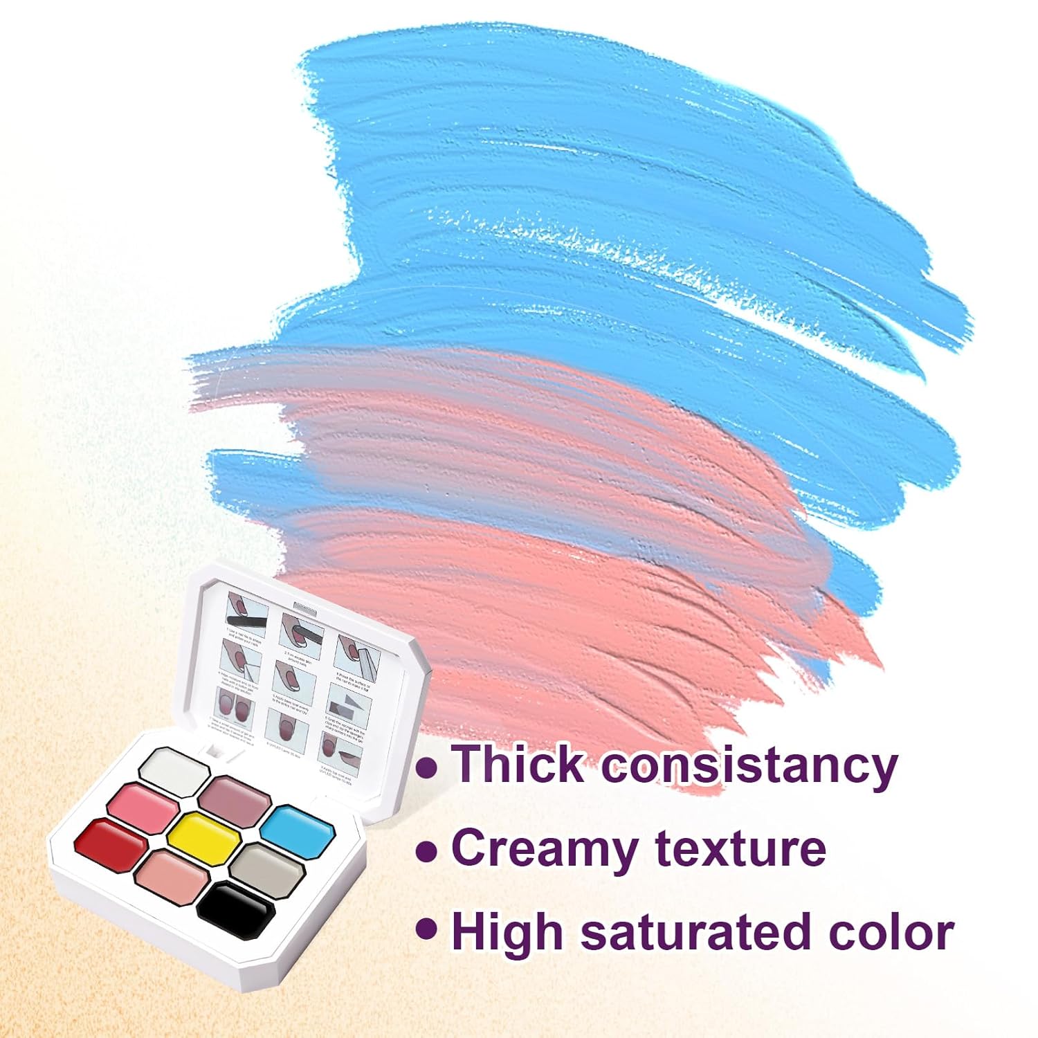 Gradient Painting Gel, 9 Colors Ombre Gel 3D Sculpture Effect Black&White Nude Pink Sponging for Pigment Pat Aura Nails French Manicure Soak Off UV Artistic Inspiration-BrightBean Baby