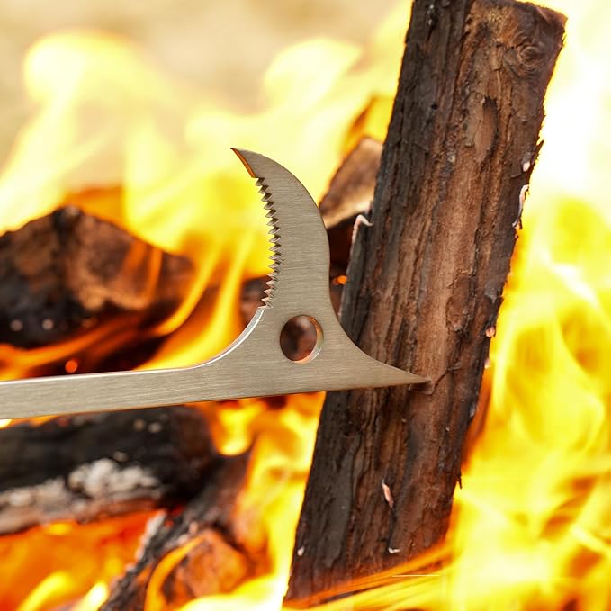 32" Fire Tongs Fire Pit Tongs Set, Stainless Steel Fireplace Tongs Log Grabber Suitable for Outdoor Fireset Fire Pit Bonfire Camp Fire Backyard Deck Indoor Fireplace Tools