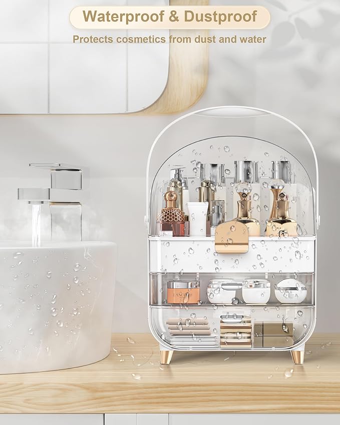 Makeup Organizer, Skincare Holder Bathroom Counter Organizer, Storage Box Cosmetic Display Cases, Teen Girl Gifts Trendy Stuff Make up Organizers for Vanity, Dresser, Countertop (Rose Gold)-BrightBean Baby