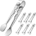 6PCS Mini Serving Tongs 4-Inch Small Rose Sugar Cube Tongs (Silver)