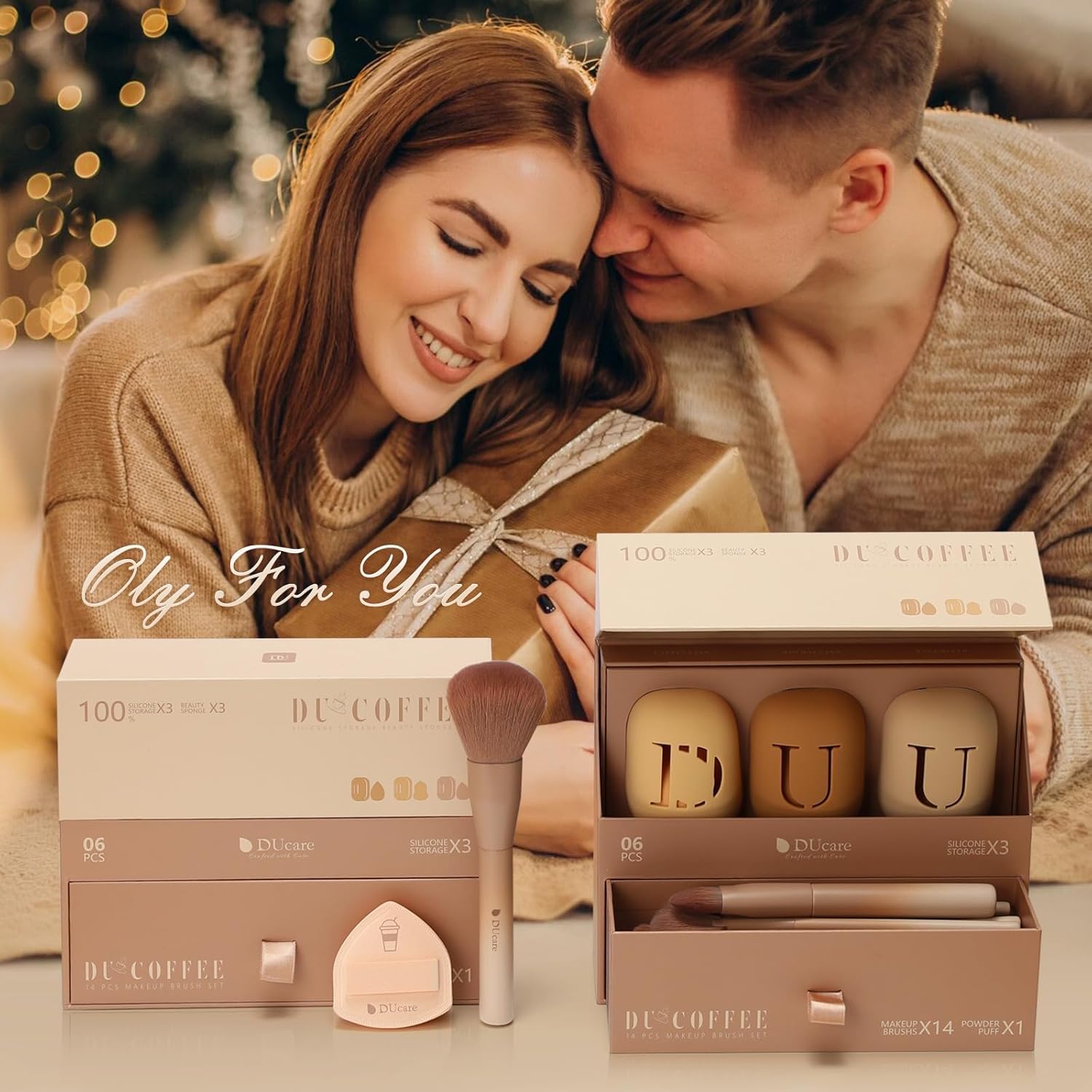 DUcare Makeup Brushes Set 14Pcs Coffee Series Makeup Brush set with Makeup Sponges Gifts Foundation Blending Face Powder Blush Eye Shadows Brushes-BrightBean Baby