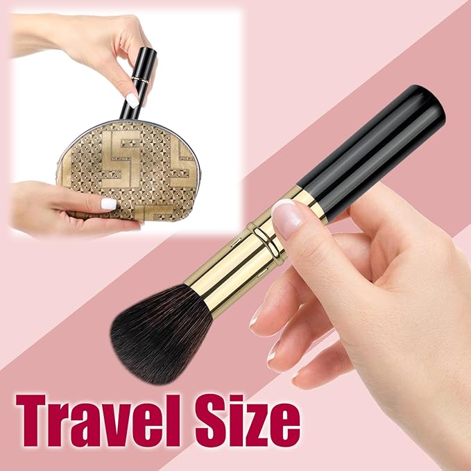 Retractable Makeup Brush, Travel Kabuki Powder Brush, Retractable Blush Brush, for Blush, Bronzer, Buffing, Highlighter Flawless Powder Cosmetics, Travel Friendly-BrightBean Baby
