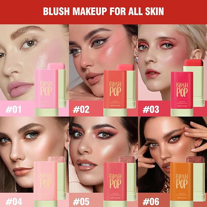 Soft Creamy Highlighter Blush Stick, Silky Smooth Shimmer Bronzer Stick,Waterproof Blendable Natural Glow Highlighter Makeup Stick, Lightweight Body Face Illuminator Luminizer,06 Golden Brown-BrightBean Baby