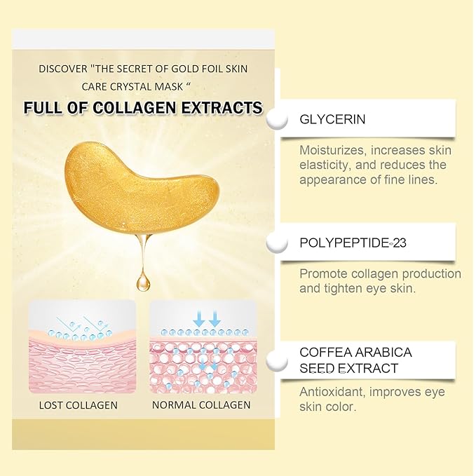 24K Gold Under Eye Patches,Black Box Collagen Anti-Aging Moisturize Under Eye Mask,Reducing Fine and Lines Dark Circleeye Patches,Gel Eye Masks Beauty & Personal Care-BrightBean Baby