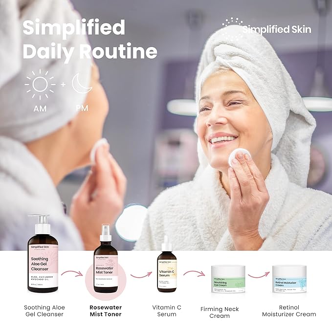 Rose Water Spray for Face & Hair (Refill) - Organic USDA Certified Rosewater Facial Toner - Alcohol-Free Makeup Setting Hydrating Face Mist - Anti-Aging Toner Spray - 8 Fl Oz-BrightBean Baby