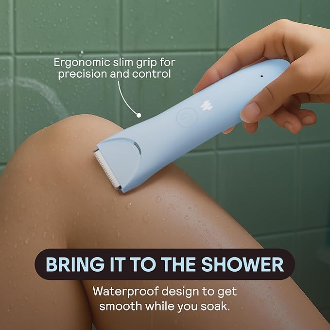 MERIDIAN Slimmer Trimmer – Electric Razor for Women, Bikini Line & Pubic Hair Trimmer, Rechargeable & Waterproof, Painless, Flawless Shave for Sensitive Skin, Gentle, Quiet & Travel-Friendly, Sky-BrightBean Baby