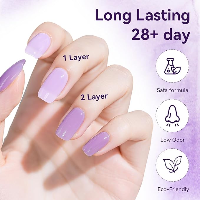 JODSONE Jelly Gel Nail Polish Set of 6 Colors Purple Set for Salon Manicures and DIY Nail Art at Home Need U V Cured Gift for Women-BrightBean Baby