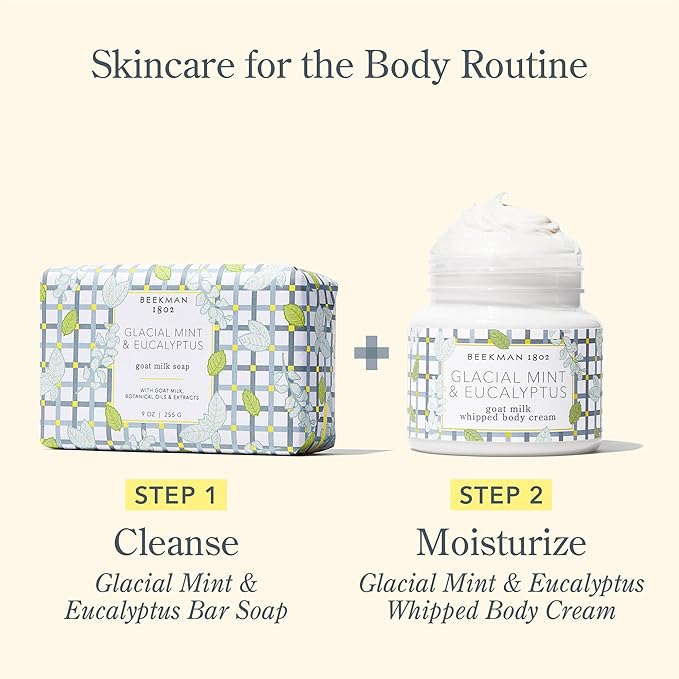 Beekman 1802 Glacial Mint & Eucalyptus Whipped Body Cream - 8 oz - Scented - Moisturizes, Soothes & Softens - With Coconut Oil & Mango Seed Butter - No Irritation - Good for Sensitive Skin-BrightBean Baby