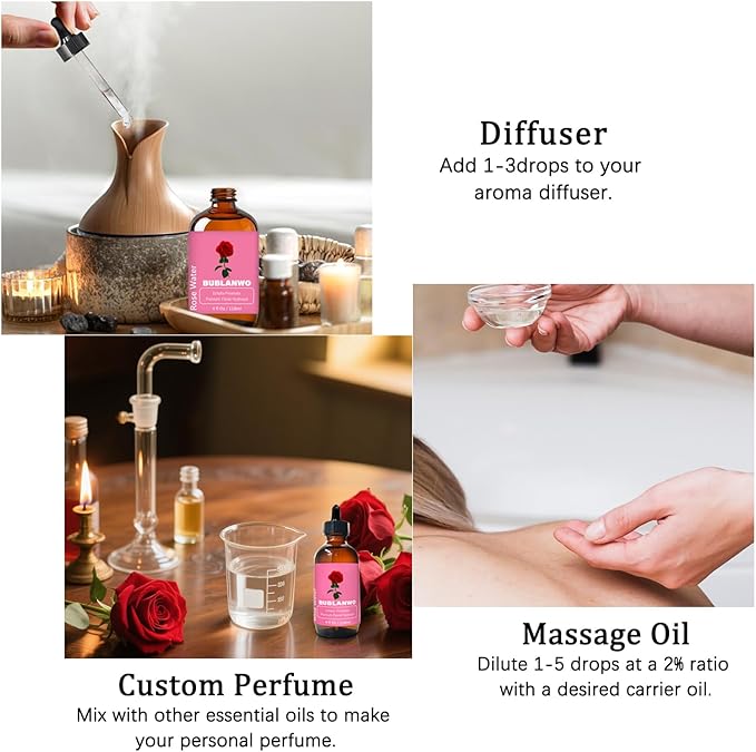 Organic Rose Water Toner Spray for Face, Skin Care, Soaps, Skin Hydration, Bath Facial Mist Toner 118 ml-BrightBean Baby