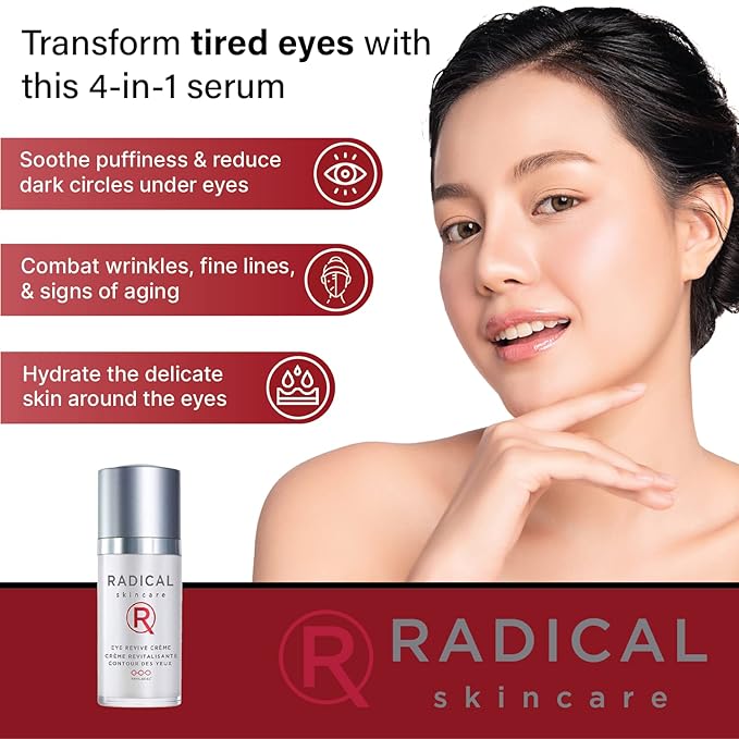 Radical Skincare Eye Revive Creme - 4 in1 Anti-Aging Solution Combats Wrinkles, Dark Circles, Puffiness, & Fine Lines - For All Skin Types Including Sensitive Skin - Paraben & Cruelty Free (0.5 Fl Oz)-BrightBean Baby