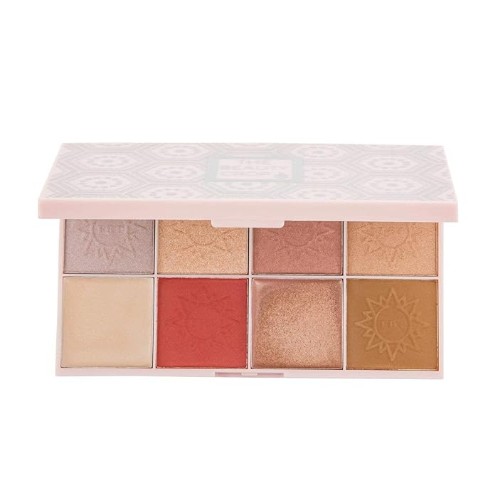The Beauty Crop - Travel Tea Face Palette - Mediterranean Spring | Highly Pigmented Shades | Richly Toned Palette | Comes in Matte, Creamy, Metallic & Glitter Finish | Long Wearing | Cruelty Free-BrightBean Baby
