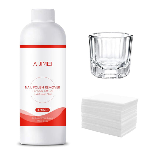 AIJIMEI Nail Polish Remover Kit, 4 Fl Oz Nail Polish Remover for Soak Off Gel Nail Polish Acrylic Nails Dipping powder Remover for Home DIY or Nail Salon-BrightBean Baby