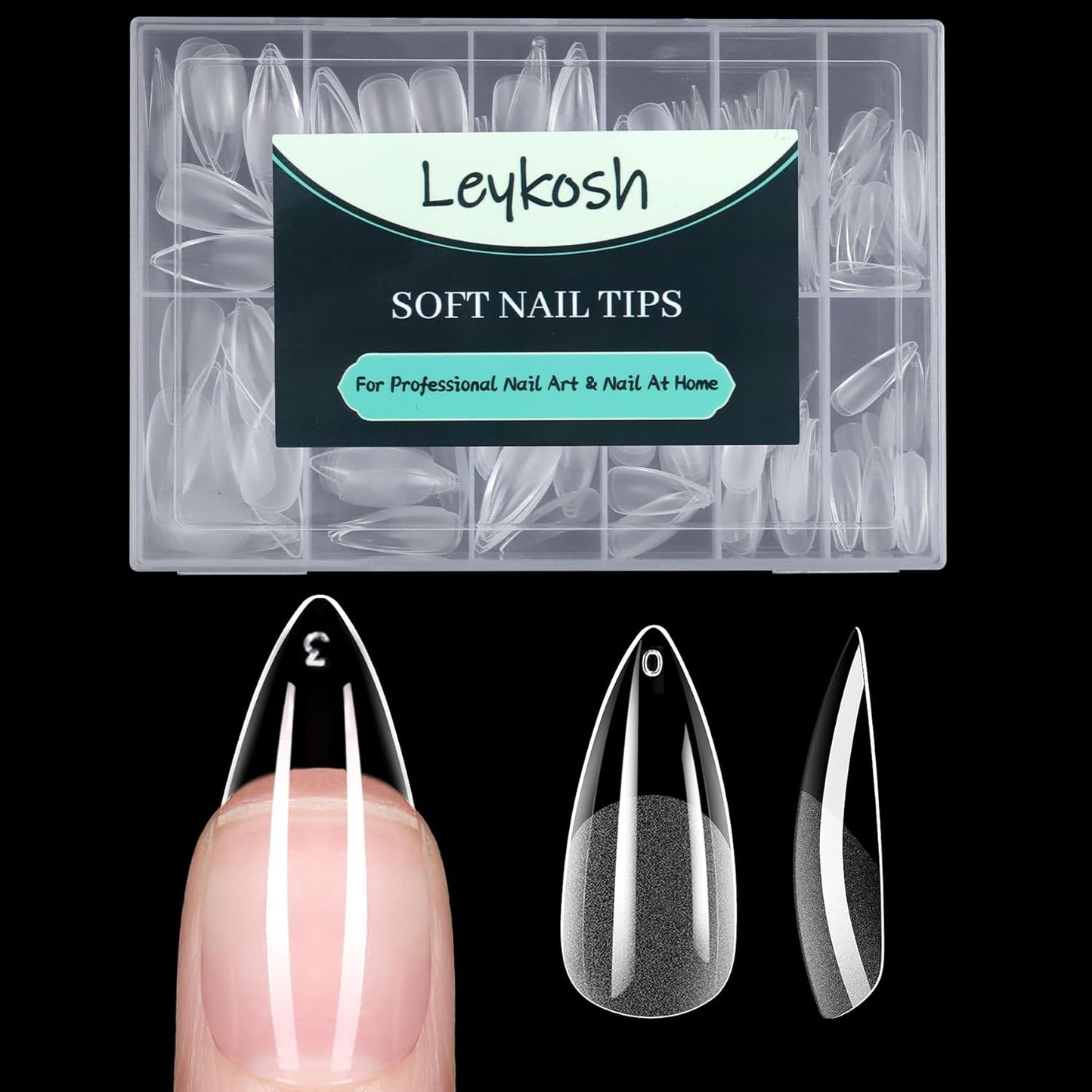 Medium Stiletto Nail Tips, 216pcs Acrylic Soft Fake Nails Gel Nail Tips, Full Cover Pre-Shaped Matte Clear Press on Nails for Extension, Diy at Home Manicure 12 Sizes-BrightBean Baby