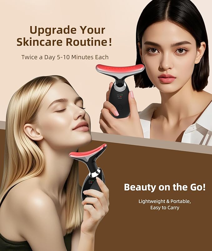 Red-Light-Therapy-for-Face and Neck, 7 Color Light Based Facial Massager, Portable Skin Care Tool (Black)-BrightBean Baby