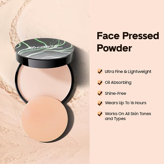 Face Setting Powder Makeup - Waterproof Long-Lasting Pressed Powder, Oil Control Finishing Powder Makeup, Smooth & Flawless, Poreless Matte Weightless for All Skin Types, Cruelty-free (Natural)-BrightBean Baby