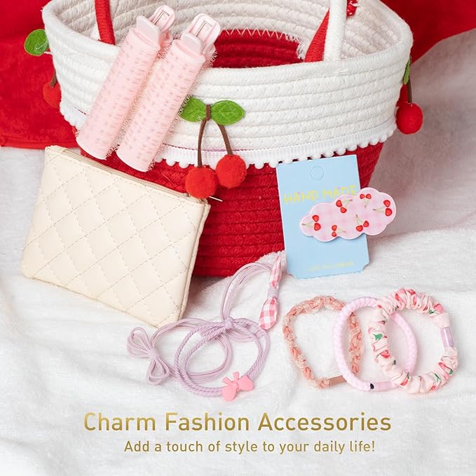 Spa Gifts for Women, Cherry & Berry Spa Gift Set for Teenage Tote Bag, Shower Gel, Hand & Body Lotion, Hitrees Birthday for Best Friend Woman, Mom, Mothers Day-BrightBean Baby