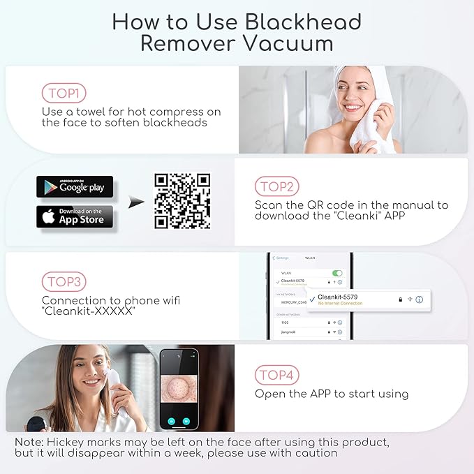 Blackhead Remover Vacuum, Black Head Remover for Face with Camera, Pore Vacuum for Men and Women, USB Interface Type Blackhead Remover Tools, 6 Suction Heads & 3 Adjustment Modes (Grey)-BrightBean Baby