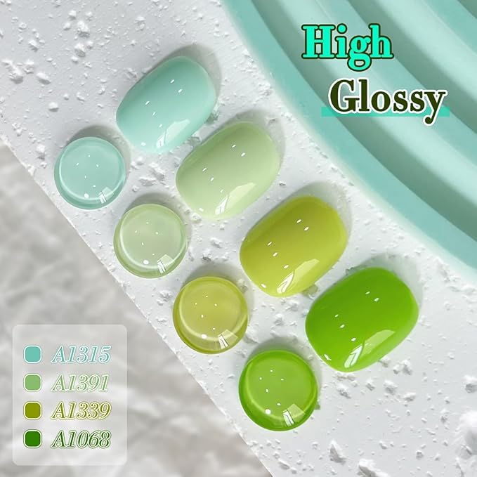 Double Rhythm 6 Pcs 15 ML Gel Polish Set Same Color Same Bottle Soak Off Gel Polish Kit Nail Art Manicure Salon DIY at Home for Women (Light Dark Green Olive Teal-T6-15)-BrightBean Baby