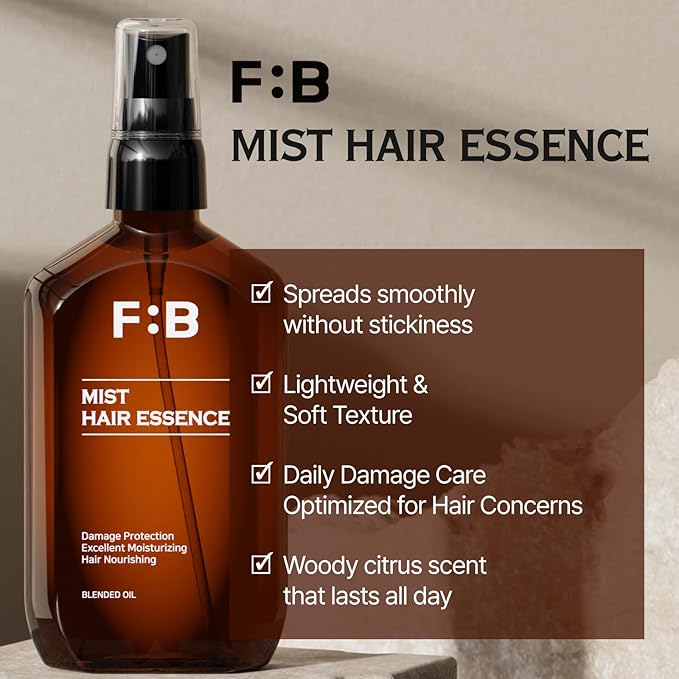[Forbeaut] Mist Hair Essence – Lightweight Leave-In Treatment Spray for Damaged Hair, Daily Use, Silky Protein Care for Shine & Elasticity, Salon-Like Finish, Woody Citrus Scent, 100ml / 3.7 fl.oz-BrightBean Baby