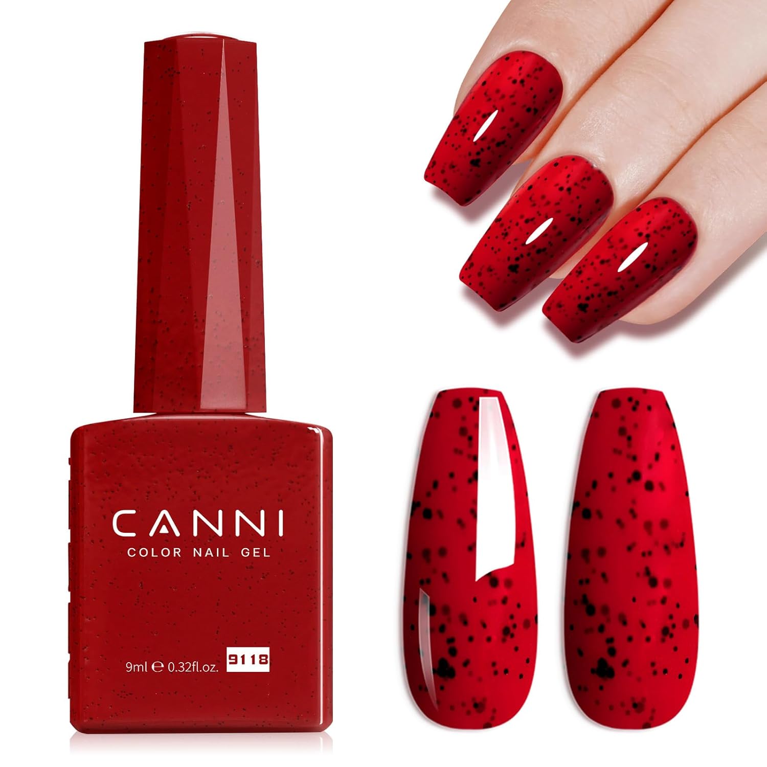 CANNI Wine Red Glitter Gel Polish – 9ML Sparkly Soak-Off UV/LED Gel Nail Polish for French Manicure, DIY or Salon Use-BrightBean Baby