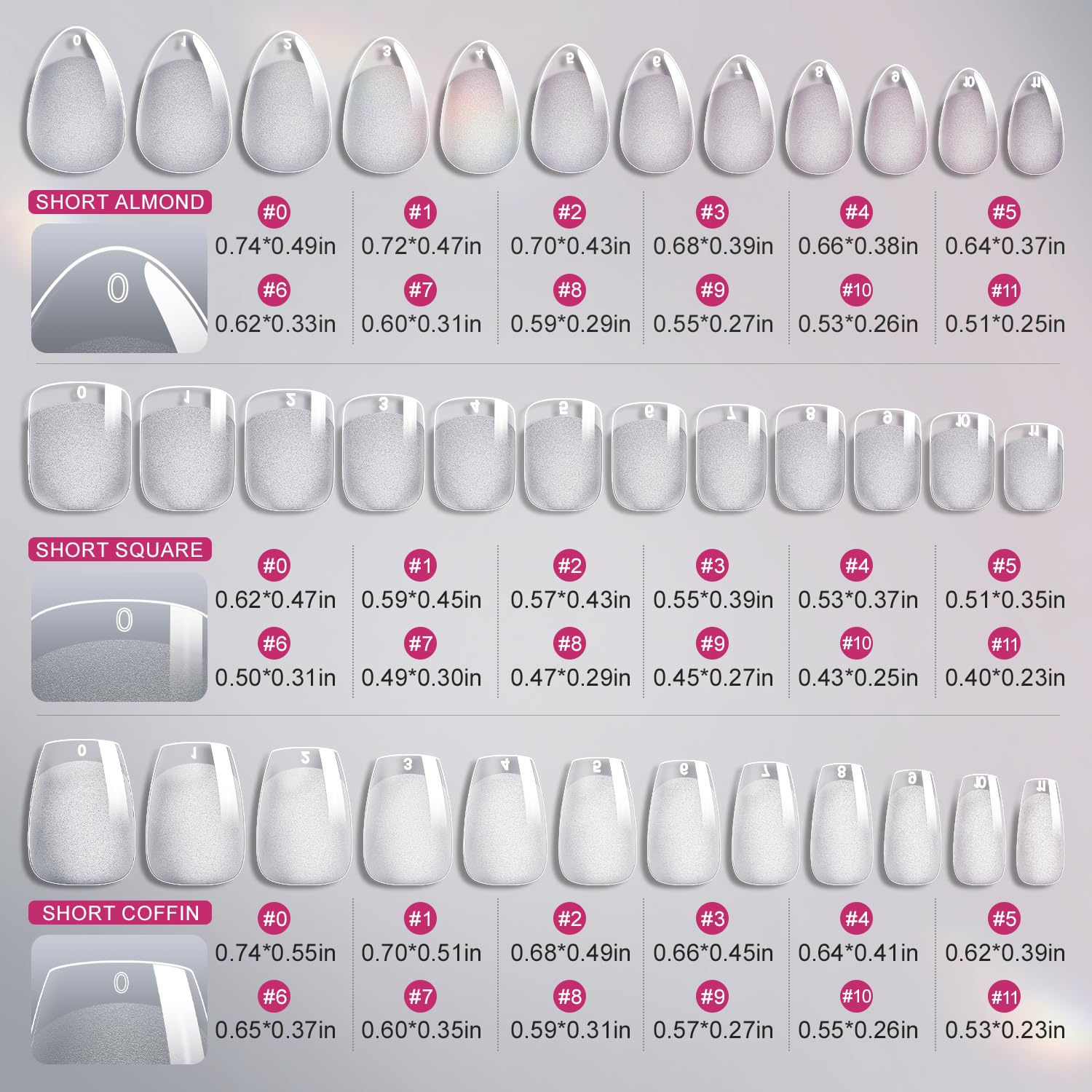 krofaue 3 Styles Short Nail Tips Kit - 720PCS Half Matte Coffin, Almond, Square Fake Nails Full Cover Press on Extension for Soft Gel Tips Set Art DIY Home-BrightBean Baby