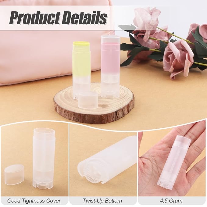 40 PCS 4.5g Oval Lip Balm Tubes Plastic Twist-up Filling Stick Refillable Lipstick Tube Containers for Chapstick Homemade Lip Balm DIY Deodorants Crayon (Clear)-BrightBean Baby