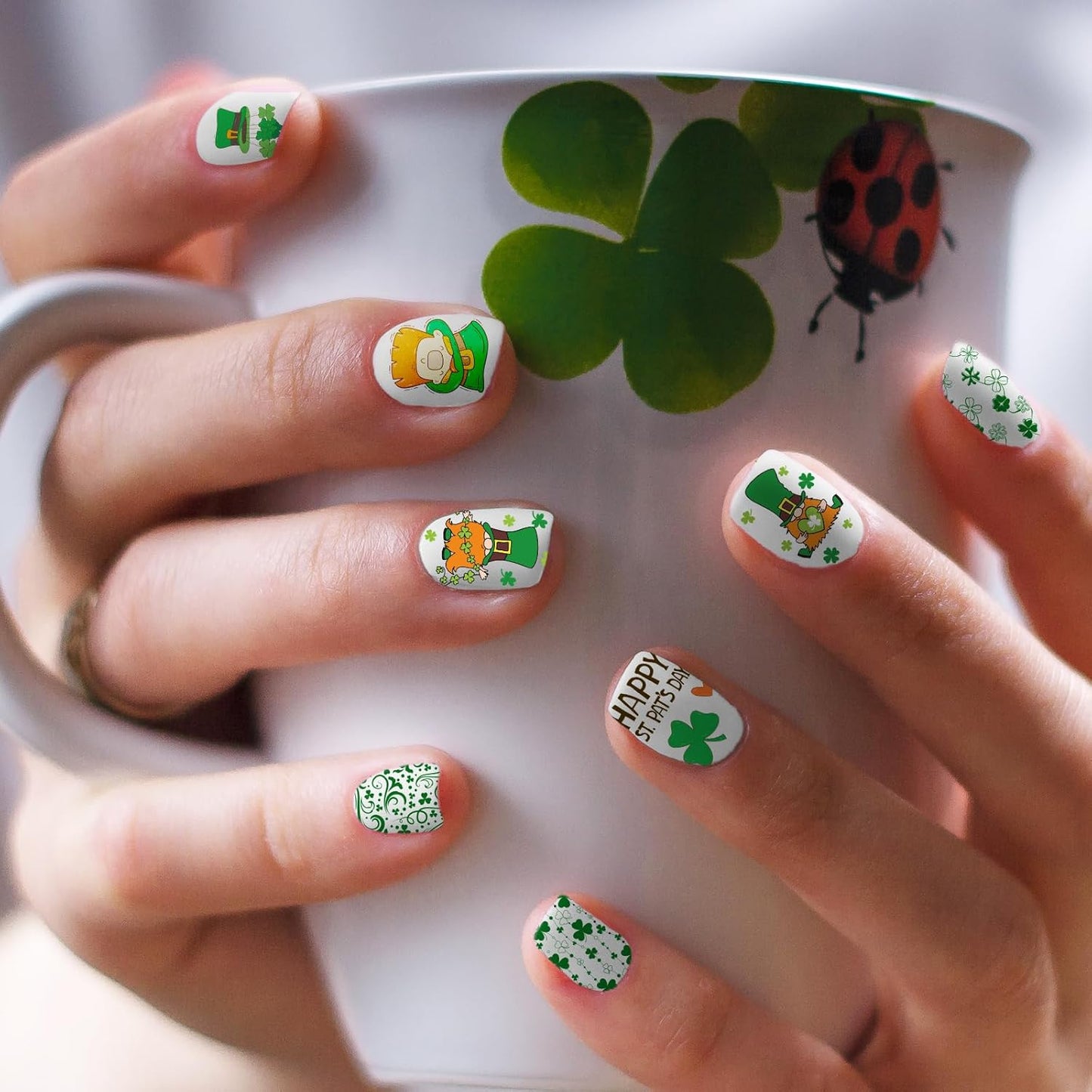Whaline 10Pcs St. Patrick's Day Nail Art Stamping Plates Kit Shamrock Gnome Image Stamp Templates Irish Nail Art Plates for Holiday DIY Print Manicure Salon Design Gift-BrightBean Baby