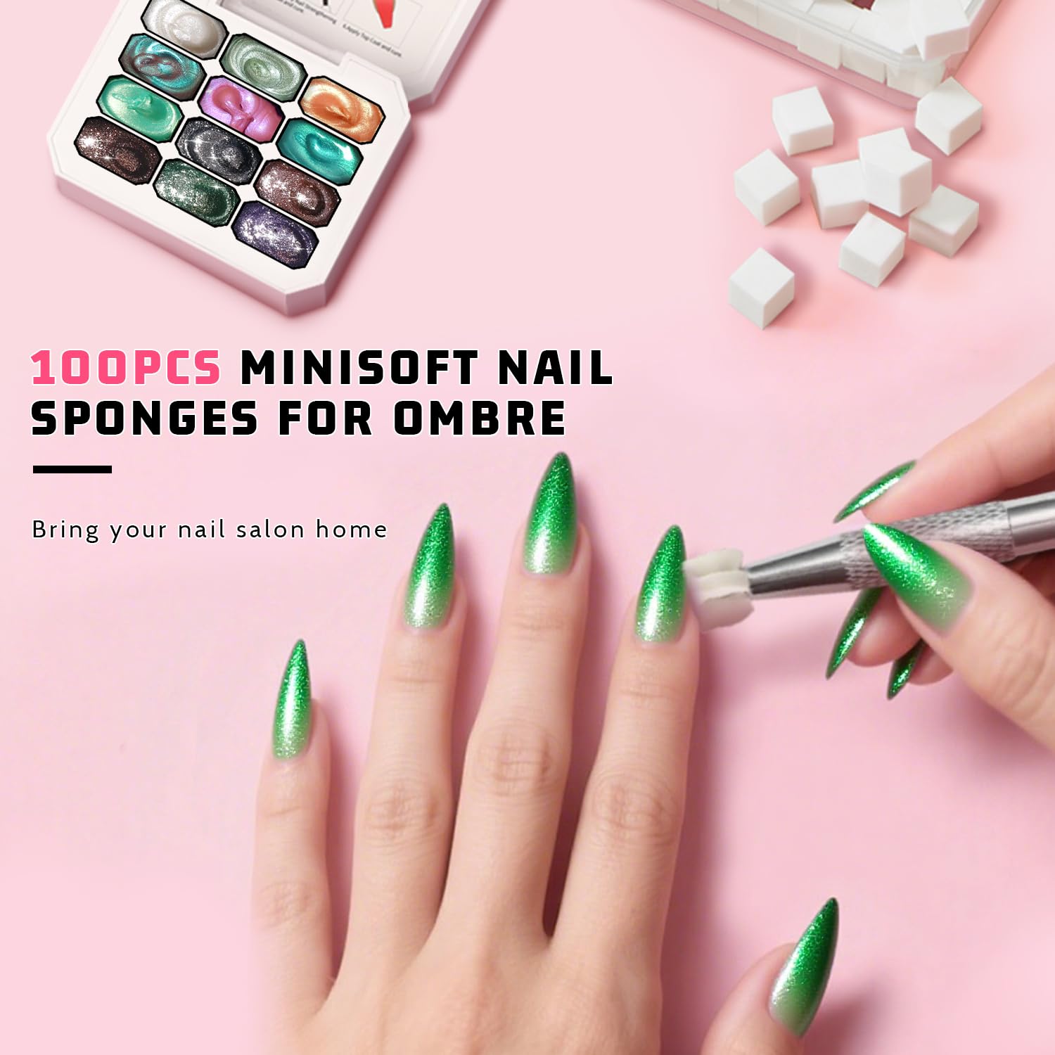 Sponge Pat Paint Nail Gel, Ombre Nails Gradient Gel Nail Blush Blooming Aura Nails Drawing Stripper Floral Painting DIY Nail Art, No Wipe, UV/LED Curing (12 Colors i)-BrightBean Baby