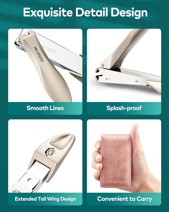MR.GREEN Nail Clipper 3Pcs Set, Stainless Steel Manicure Pedicure Set with Nail Clippers, Glass Nail File & Tweezers, Medical Grade Grooming Kit with Travel Case Gift Box for Man & Woman (Pink)-BrightBean Baby