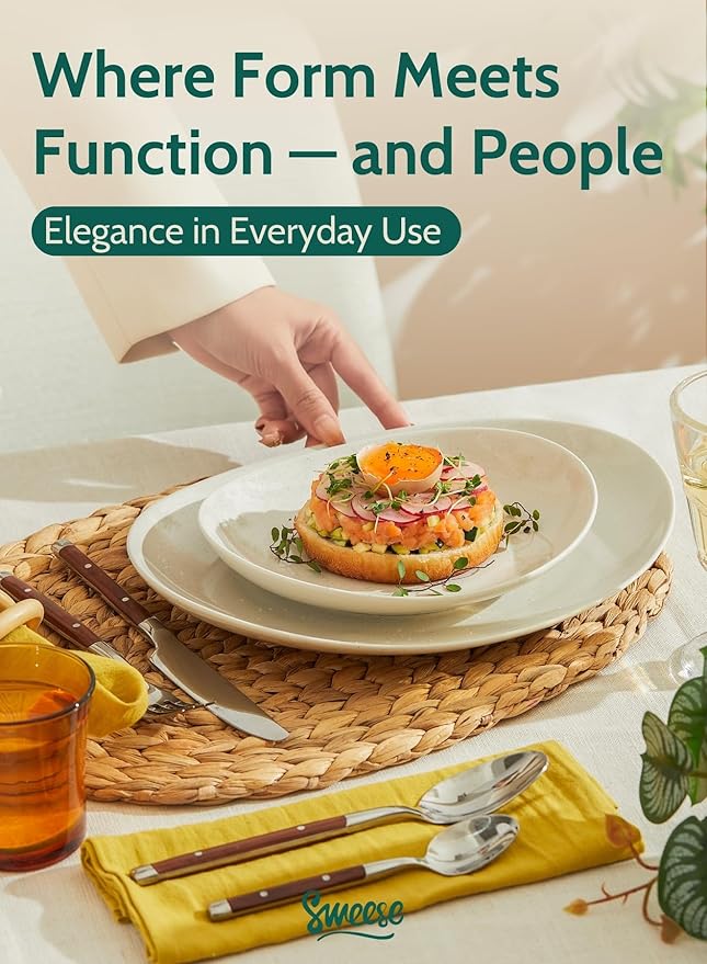 Sweese 7.8" Porcelain Dessert Plates Set, Grey, Set of 6 - Scratch Resistant, Dishwasher Microwave Safe