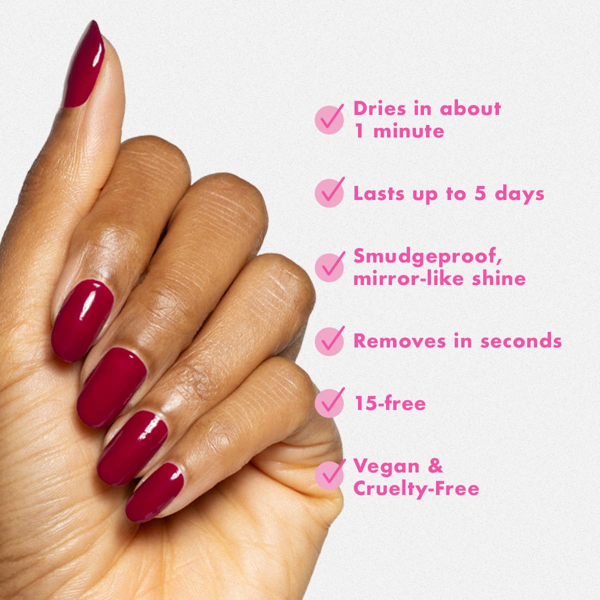 Olive & June Quick Dry Nail Polish | Instant, Fast-Drying, Smudgeproof Color | 15-free, Vegan, Cruelty-Free Formula | Lasts up to 5 Days | Salon-Quality Manicure, Pedicure at Home | Mulberry | Maroon-BrightBean Baby