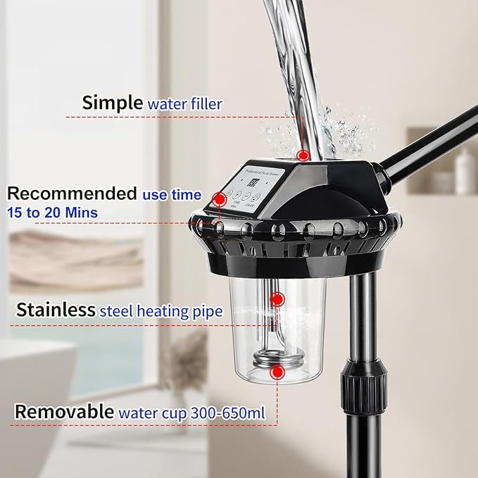 Professional Facial Steamer,vaporizador Facial Adjustable Height and Angle,More Steam, Hot Mist Facial Humidifier Atomizer for Spa Beauty, Home Use-BrightBean Baby