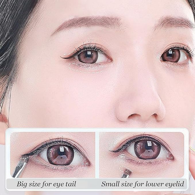 Mini Smudge Brush for Eyeliner,2 PCS Small Smudge Brush for Precision Eyeshadow and Eyeliner,Eyeliner Brush for Powder Gel Cream Liquid Concealer,Eye Makeup Brush Set-BrightBean Baby