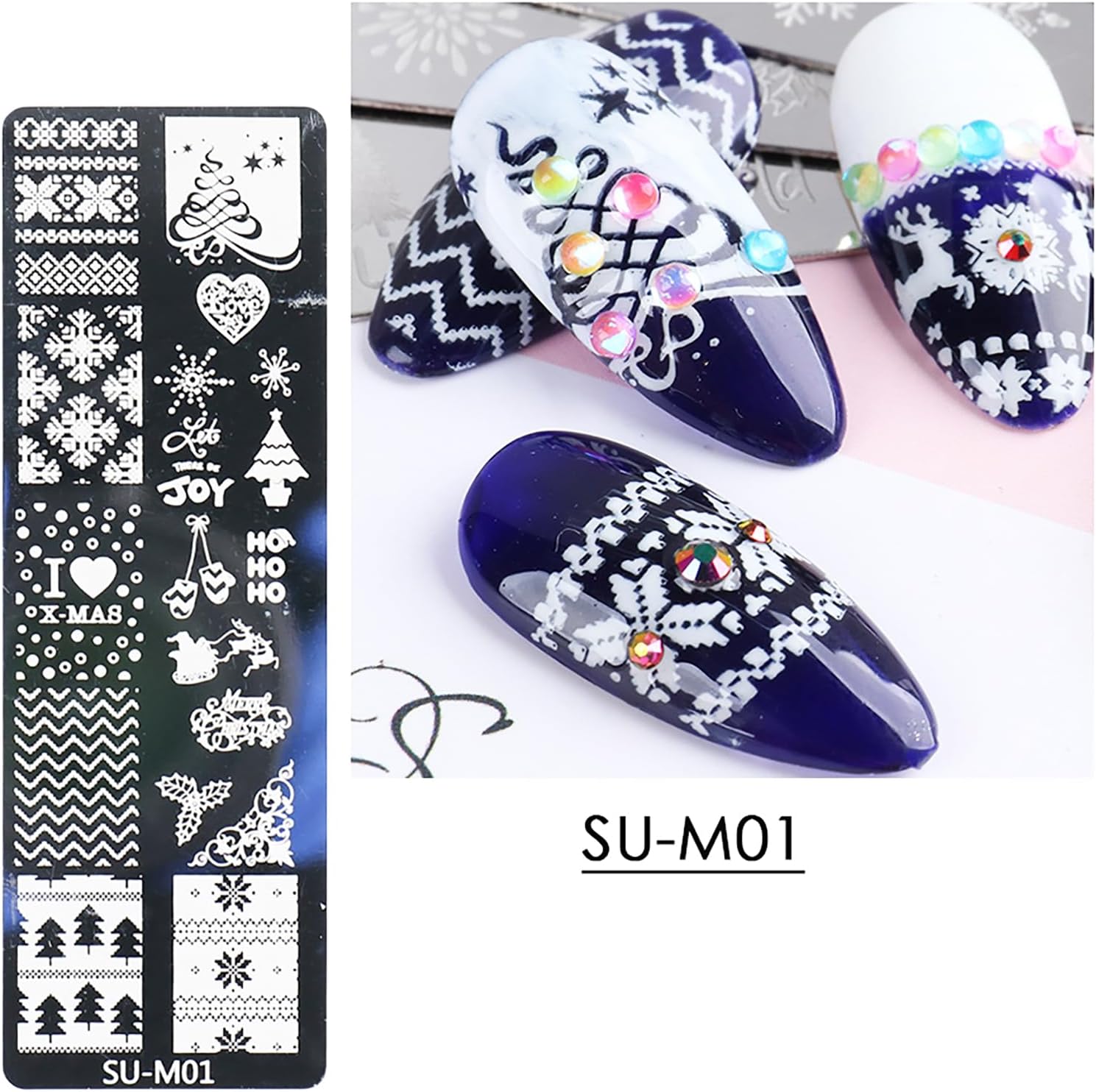 Christmas Nail Art Stamping Plate Kit,Snowflake Snowman Christmas Tree Elk Designs Nail Image Stamp Template Xmas DIY Stainless Steel Nail Image Polish Template Kit 6Pcs-BrightBean Baby
