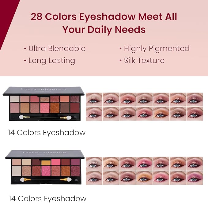 Makeup Kit for Women Full Kit, Travel Makeup Kit, Makeup Gift Set for Teens Girls Beginners Professionals, Makeup Bundle Include 2 Matte & Glitter Eyeshadow Palettes, Lip Gloss Set-BrightBean Baby