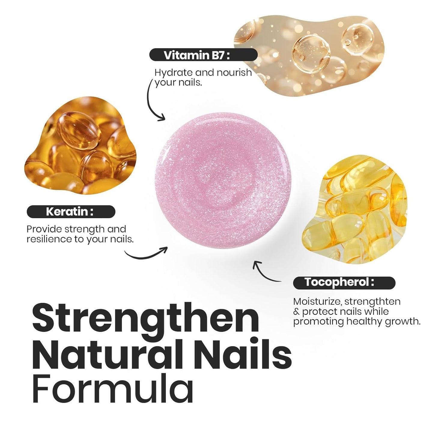 Beetles Pink Nail Polish Set, 6 Colors Glitter Quick Dry Nail Polish Kit Sly Moonlit Fairy Fingernail Polish Gifts for Women Salon DIY Manicure Kit-BrightBean Baby