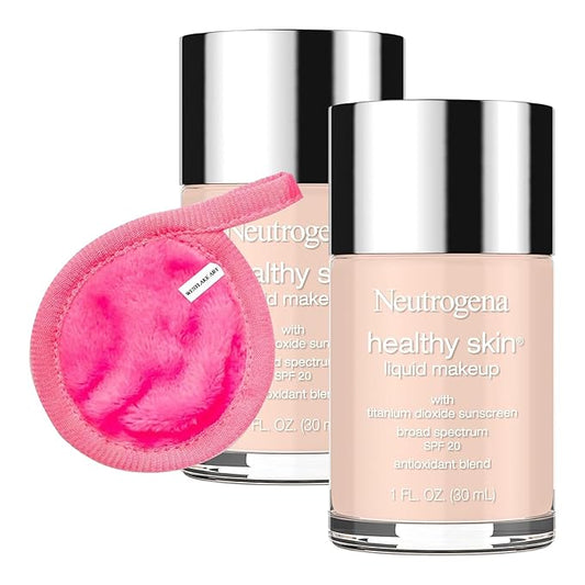 Foundation Liquid Makeup | Bundled With Makeup Cleansing Cloth - Foundation Natural, Broad Spectrum Spf 20, Infused With Vitamin E & Feverfew [Pack Of 2]-BrightBean Baby
