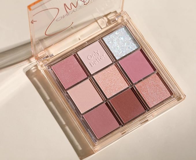 Pink Eyeshadow Palette - 9 Shades, Metallic & Shimmers, Long Lasting, Sweatproof & Waterproof-BrightBean Baby