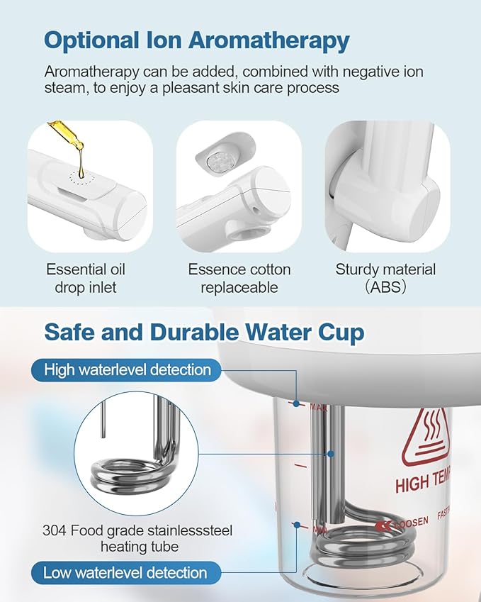 Kingsteam 2 in 1 Hot and Cold Facial Steamer, 30 Min Timer, Ionic Facial Steamer for Home, Esthetician, Professional Nano Water Mist with Large Water Volume for Beauty Salons - Ozone Facial Sprayer-BrightBean Baby