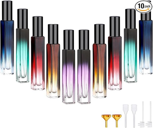 Segbeauty 0.34oz Mini Travel Spray Bottle, 10Pcs Glass Refillable Atomizer Spray Bottle for Perfume, 10ml Empty Perfume Atomizer Fine Mist, Portable Travel Cologne Sprayer with Refill Tool-BrightBean Baby