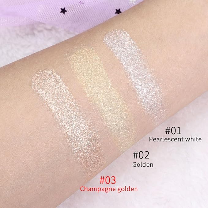 evpct Champagne Gold Face Highlighter Makeup Shimmer Glitter Diamond Sparkly Highlighters Makeup Palette Powder for Face Body Cheek Skin iluminadores iluminador de jos maquillaje luminizers 03-BrightBean Baby