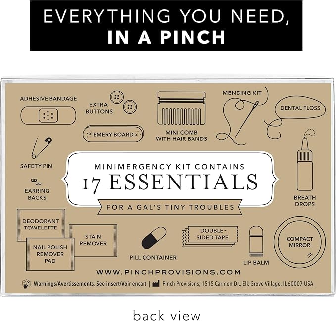 Pinch Provisions Velvet Minimergency Kit, for Her, Includes 17 Must-Have Emergency Essential Items, Compact, Multi-Functional Pouch, Gift for Parties and Birthdays-BrightBean Baby